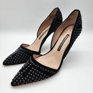 French Connection D'Orsay Studded Stiletto Heels Size 9.5 Black Pointed Toe